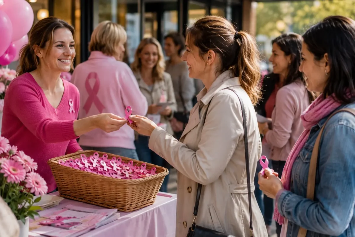 Distribution de Pin's Octobre Rose