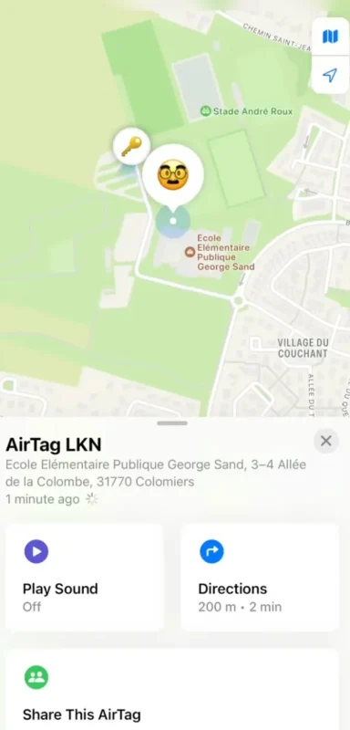 Application localiser qui montre la localisation de plusieurs air tag depuis un iphone