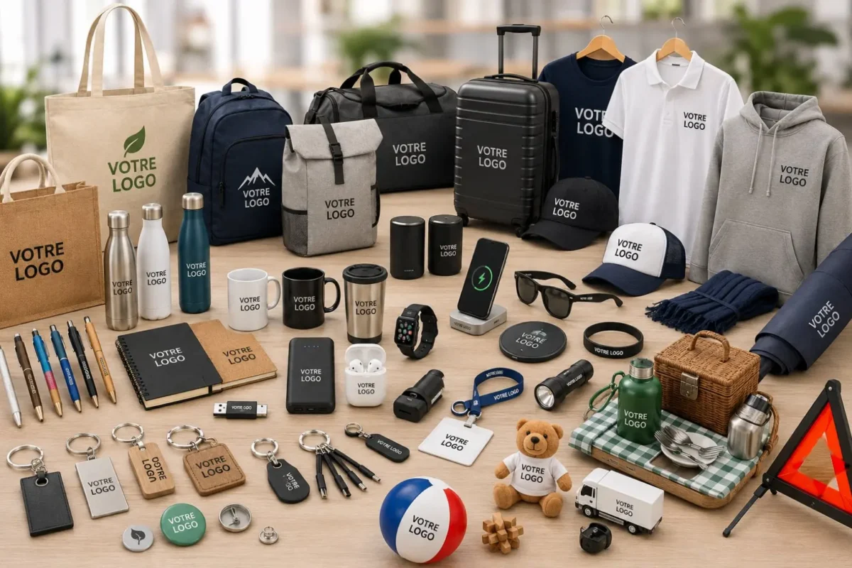 Objet Publicitaire :
Stylos publicitairesCarnets et blocs-notesTote bags personnalisablesSacs shoppingSacs à dos promotionnelsGourdes personnaliséesMugs personnalisésLunettes de soleil publicitairesBatteries externes (power banks)Enceintes BluetoothClés USB publicitairesÉcouteurs sans filMontres et objets connectésChargeurs et accessoires pour smartphonesBracelets événementielsBadges et pins personnalisésPorte-clés publicitairesLampes et lampes torchesBriquets publicitairesT-shirts personnalisésPolos promotionnelsSweats personnalisésCasquettes personnaliséesFoulards et écharpes promotionnelsParapluies personnalisésSacs de sportSacs de voyageValises promotionnellesGourdes et accessoires outdoorJeux et jouets promotionnelsBallons publicitairesArticles de pique-niqueAccessoires automobiles et de sécurité