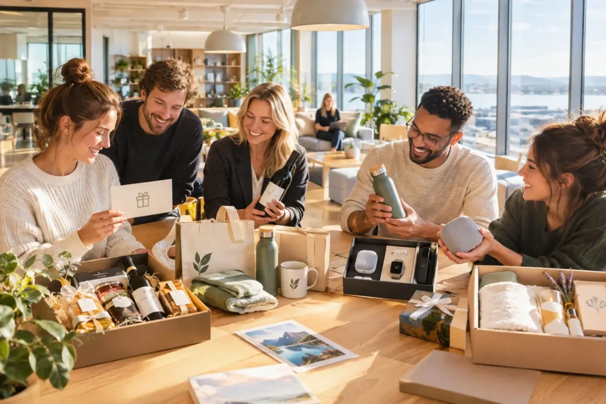 Distribution en différentes catégories en fonction des employés lors d'un événement du CSE d'objet publicitaire.